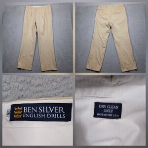Ben Silver English Drills Pants Men's‎ 36x30 Khaki Pleated Dress Made USA